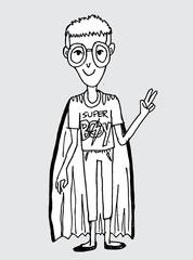 Young super hero boy cartoon