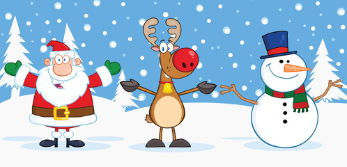 Santa Claus,Reindeer And Snowman Characters