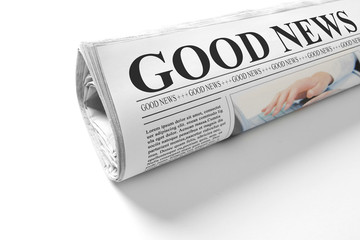 Newspaper with good news - obrazy, fototapety, plakaty