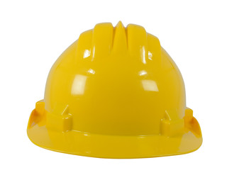 Fototapeta premium New yellow hardhat isolated on white background