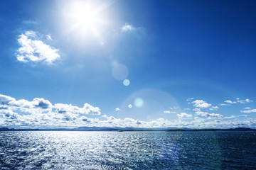 sunny blue sky ocean