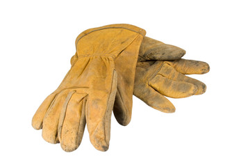 Dirty leather work gloves
