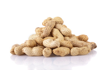 Peanuts pile isolated on a white background