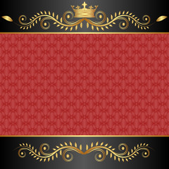 red and black background with golden crown