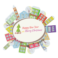 Happy New Year greeting card - Home background