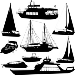 boats silhouettes - vector