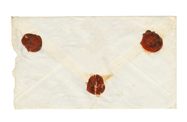 Aged enveloped isolated on a white background
