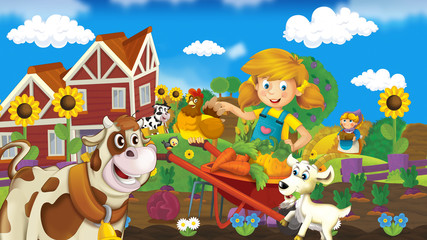 Obraz na płótnie Canvas On the farm - illustration for the children