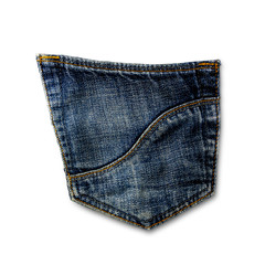 blue jeans pocket isolated on white background.