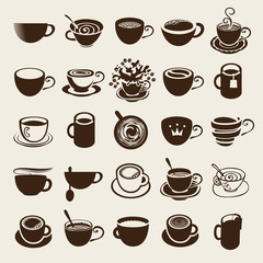 Vector icon collection Coffee cup and Tea cup