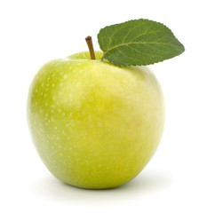 Sweet green apple with  leaf