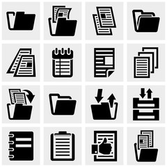 Document vector icons set on gray.
