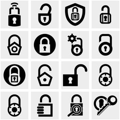 Lock vector icons set on gray.