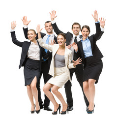 Fototapeta premium Full-length portrait of group of happy executives 