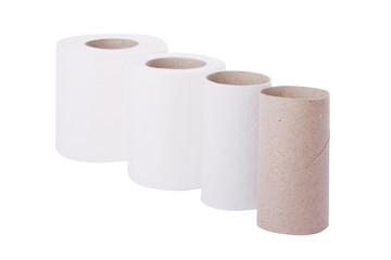 Sequence of toilet paper rolls from new to empty