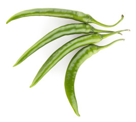 green chili peppers isolated on white background
