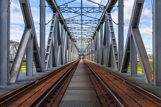 Fototapeta Historical railway bridge in Tczew, Poland
