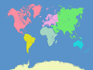 Fototapeta na wymiar World and continents map