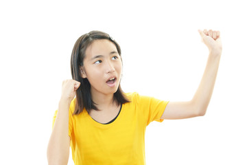 Fototapeta premium ガッツポーズの中学生