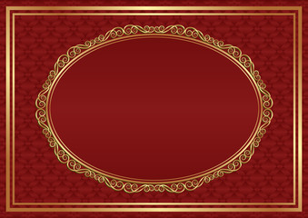 red background with golden frame