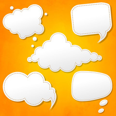 Speech Bubbles Set And Orange Background