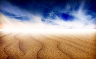 Sand dunes at sunset in the Sahara Desert