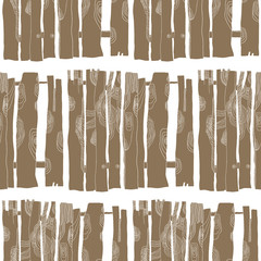 Seamless pattern of wooden fences