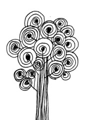 Hand drawn sketch trees with leaves illustration design