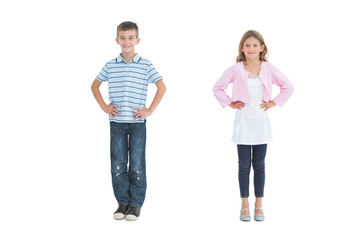 Fototapeta premium Smiling young brother and sister posing