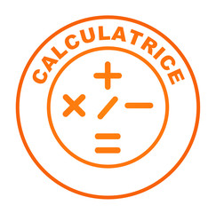 calculatrice sur bouton web rond orange