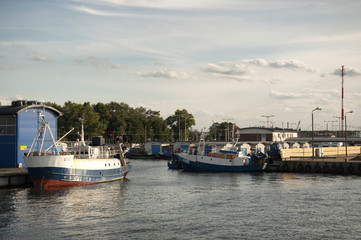 fishing boats moored in the harbor