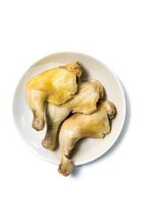 boiled chicken on a white background