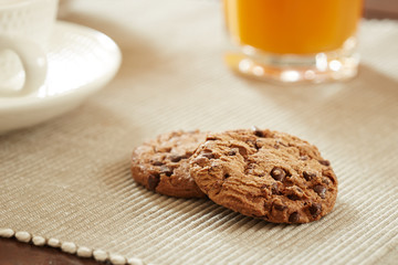 Chocolate chip cookies close-up