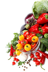 Healthy food. Fresh vegetables on a white background.