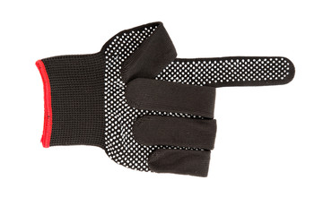 Black work glove isolated on white background.