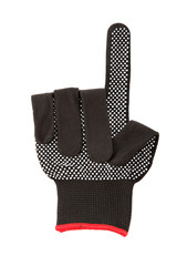 Black work glove isolated on white background.