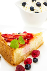 cake on plate isolated on white background