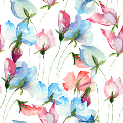 Obrazy na Szkle  Bezszwowa tapeta z kwiatami groszku