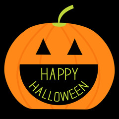 Big pumpkin with Happy Halloween text inside. Card