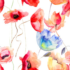 Seamless pattern with Poppy flowers - 56574913