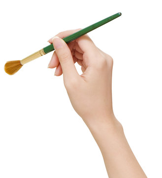 A Woman's Hand Holding A Paintbrush