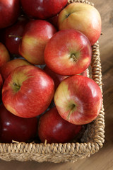 Discovery apples in a wicker basket