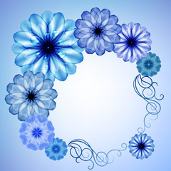 Fototapeta na wymiar Blue floral frame