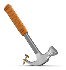 Hammer  and nail (clipping path included)