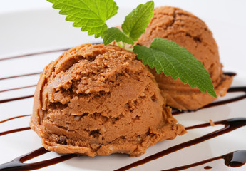 Scoops of chocolate ice creamn