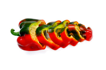 Colorful red and green pepper chopped