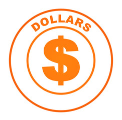 dollars sur bouton web orange
