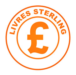 livres sterling sur bouton web orange