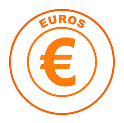 euros sur bouton web orange