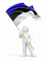 Man and Estonian flag (clipping path included)